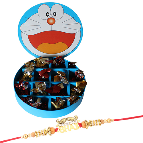 Bhai With Mustache Rakhi Doremon Choco Box