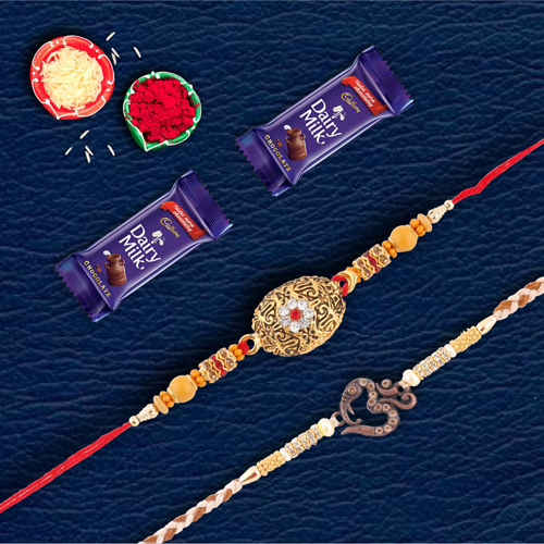 Divine Om & Jewel Rakhi With Dairymilk Chocolate
