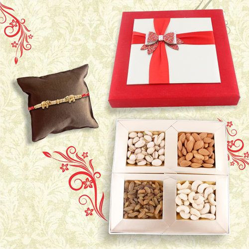 Elephant Rakhi With Dry Fruit Combo