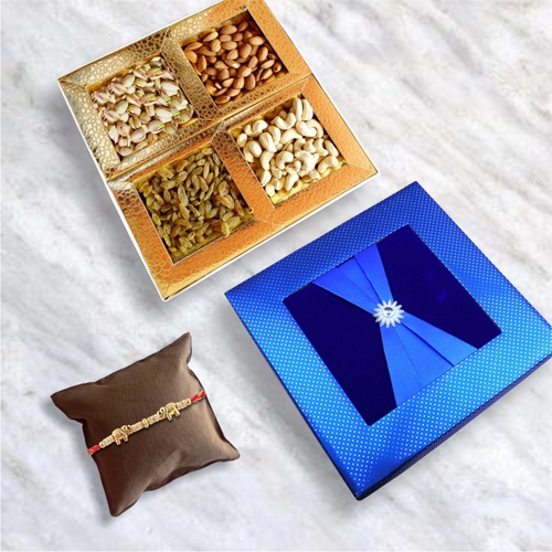 Elephant Rakhi With Dry Spraklig Dryfruit Box