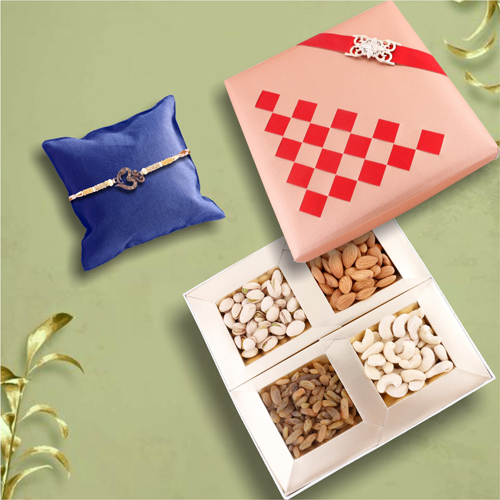 Spiritual OM Rakhi With Beautiful Dry Fruit Hamper