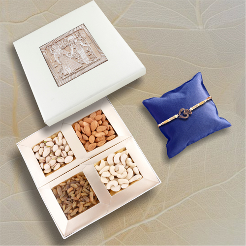 Spiritual OM Rakhi With Adorable Dryfruit Box